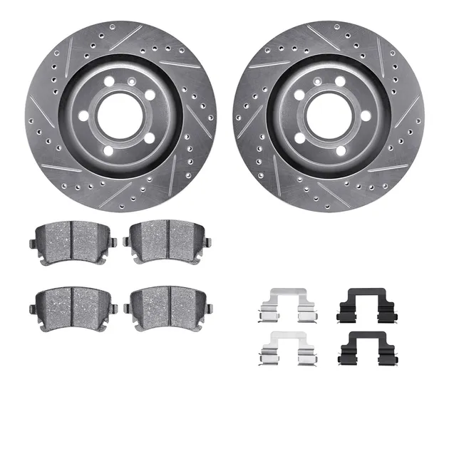 R1 Concepts WGSH1-73054 eLINE Rotor - Drilled & Slotted - Silver W/ Performance Pads